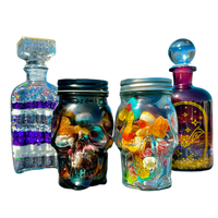 Spooky Gummy Mix in Glass Skull Container