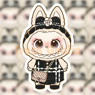 Black Tweed Dress Labubu Vinyl Sticker