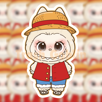 Monkey D. Luffy Labubu Vinyl Sticker