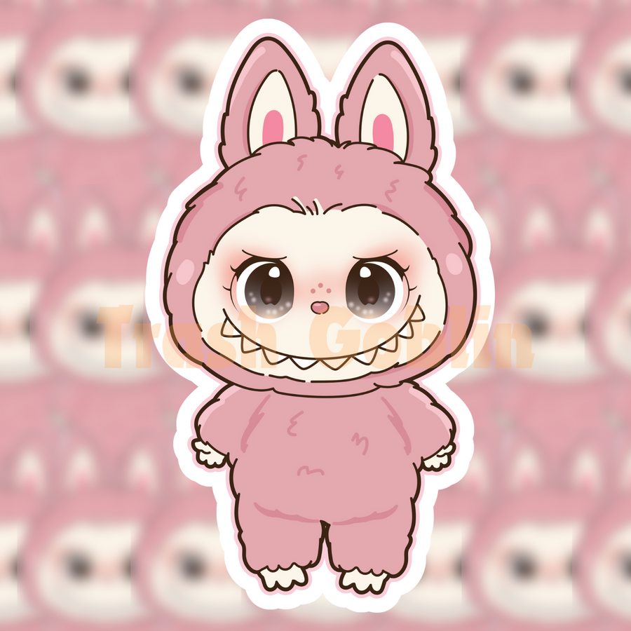 Pink Berry Labubu Vinyl Sticker