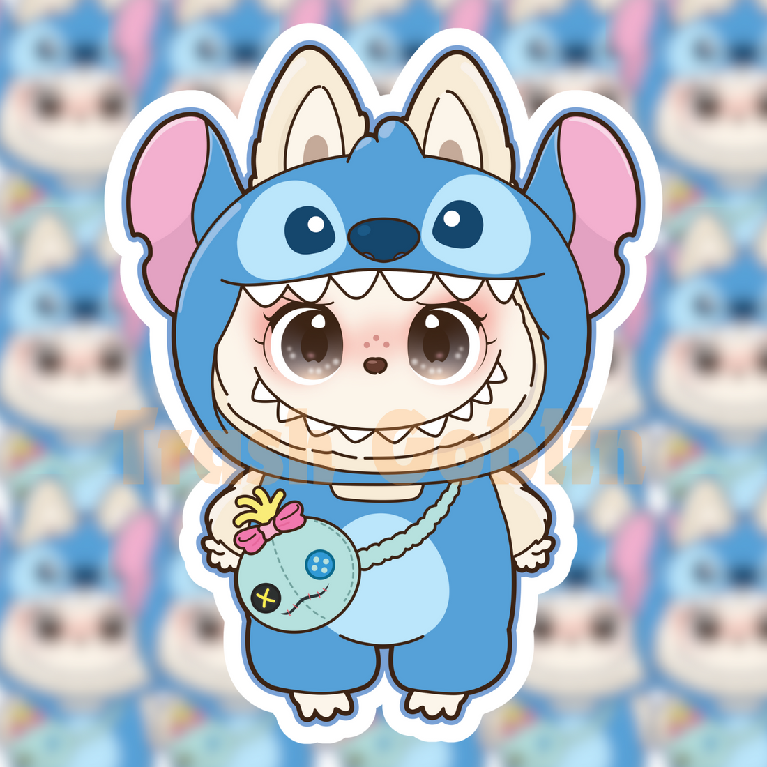 Stitch and Scrump Labubu Vinyl Sticker