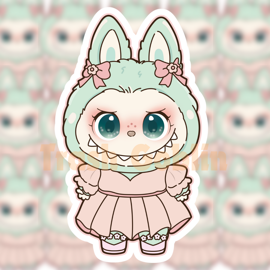 Pink Pastel Dress Labubu Vinyl Sticker