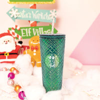 Tall Dazzling Emerald Green Jewel Holographic Tumbler