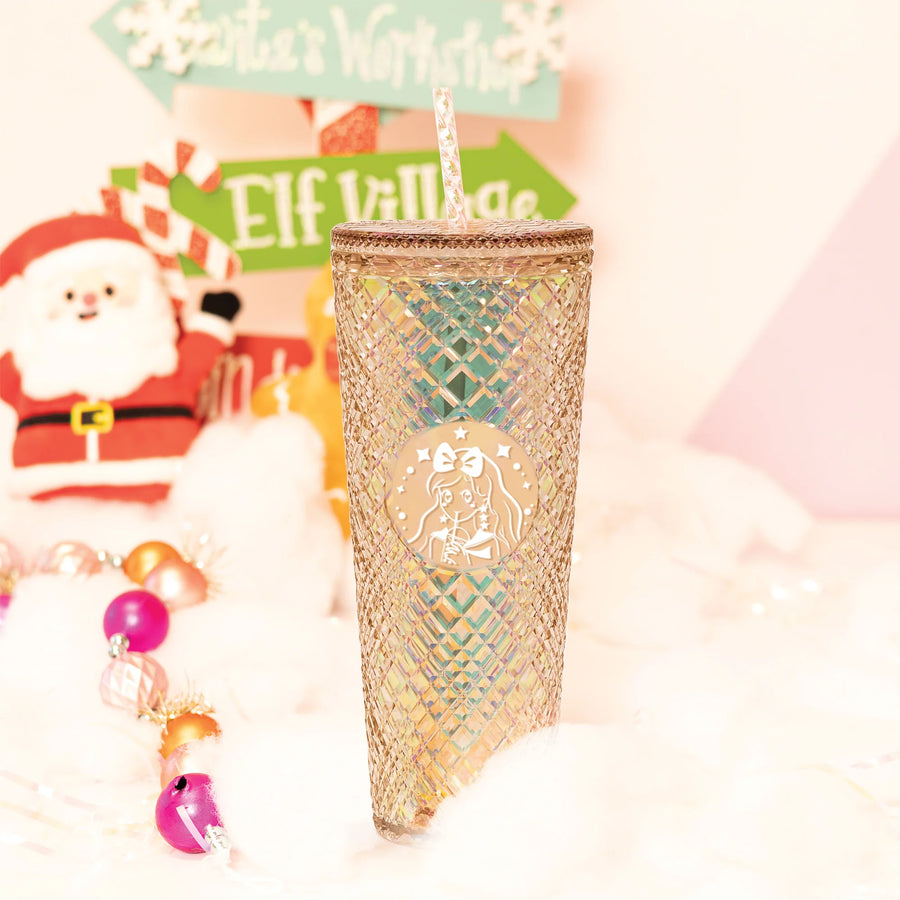 Tall Dazzling Gold Jewel Holographic Tumbler