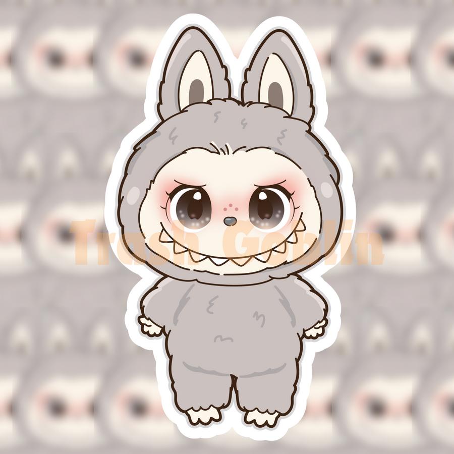 Grey Labubu Vinyl Sticker
