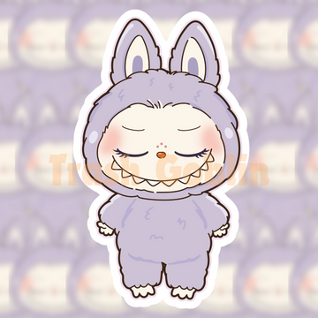 Pastel Purple Closed Eyes Labubu Vinyl Sticker