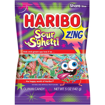 Haribo Zing Sour S'ghetti Gummi Candy
