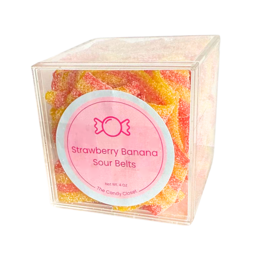 Strawberry Banana Sour Belts Candy Cubes