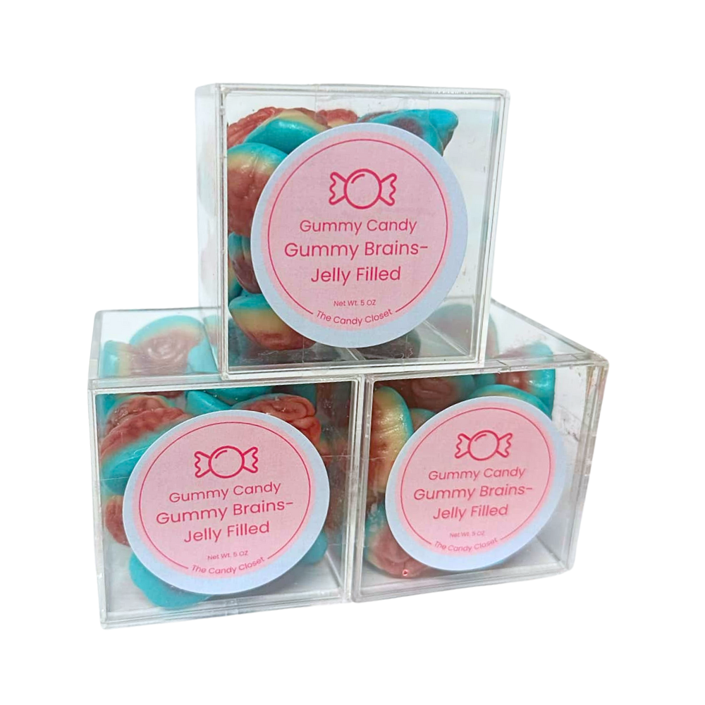 Jelly Filled Gummy Brains Candy Cubes