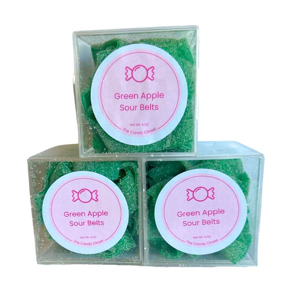 Green Apple Sour Belts Candy Cubes