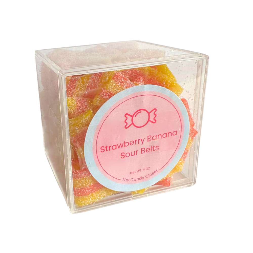 Strawberry Banana Sour Belts Candy Cubes