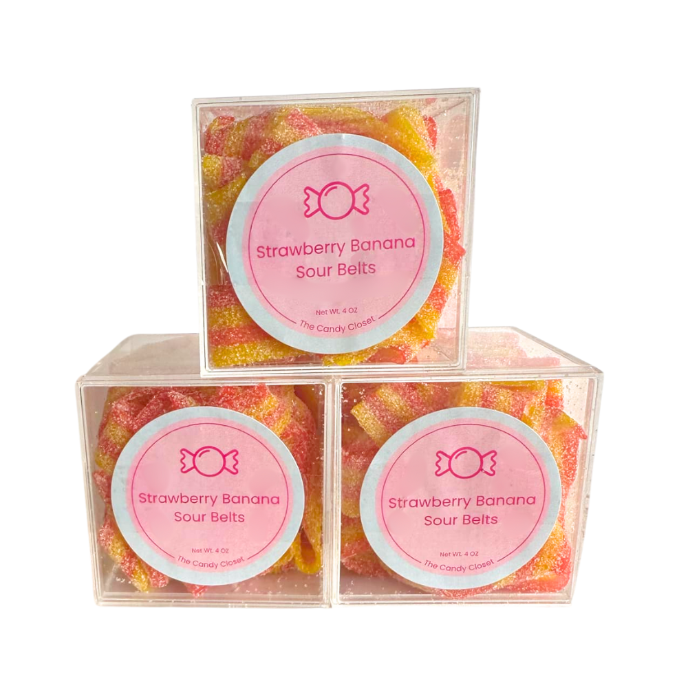 Strawberry Banana Sour Belts Candy Cubes