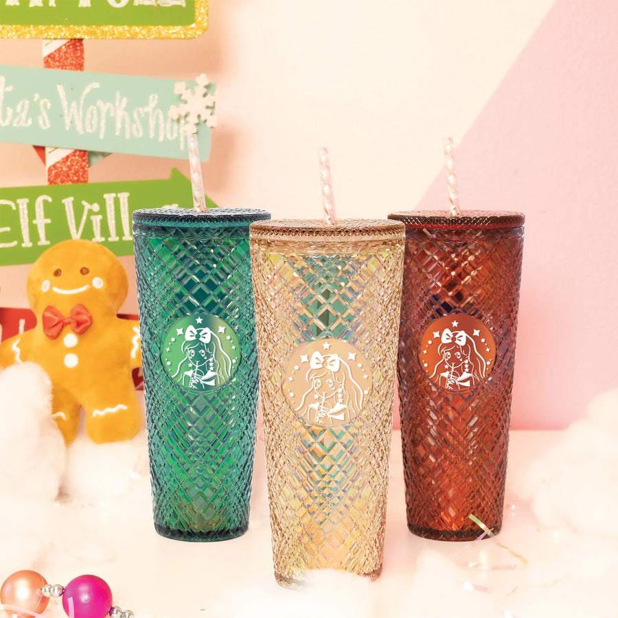 Tall Dazzling Emerald Green Jewel Holographic Tumbler