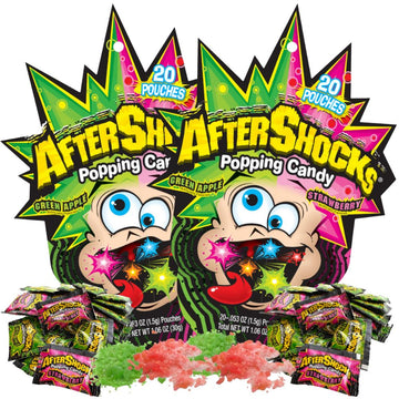 Aftershocks Popping Candy Dual Flavor Pack - Green Apple / Strawberry