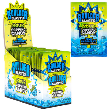 Boulder Blasts Blue Raspberry Sour Popping Candy